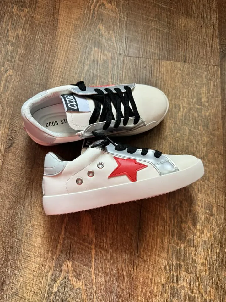 Red Star With Black Laces Silver Trim