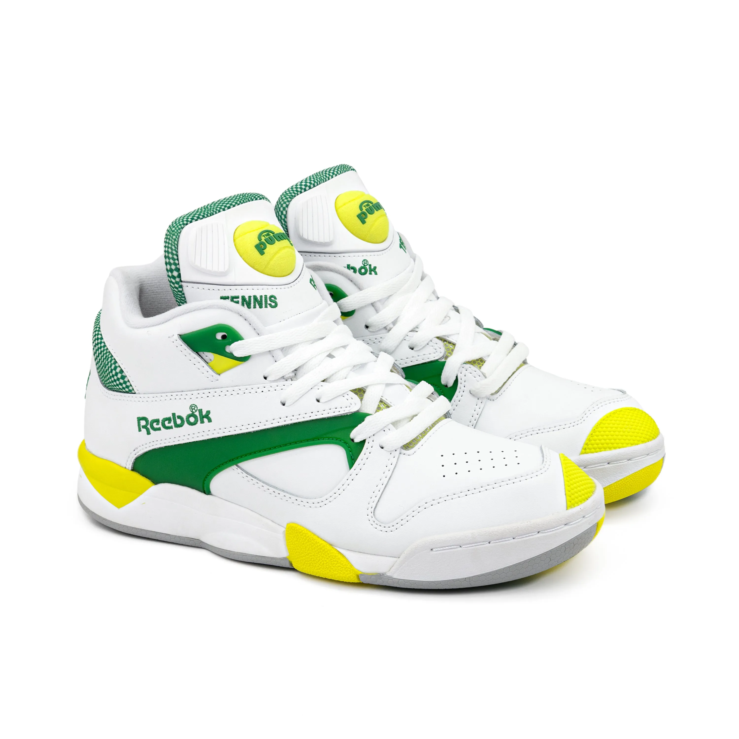 Reebok Court Victory Pump White/Glen Green/Acid Yellow