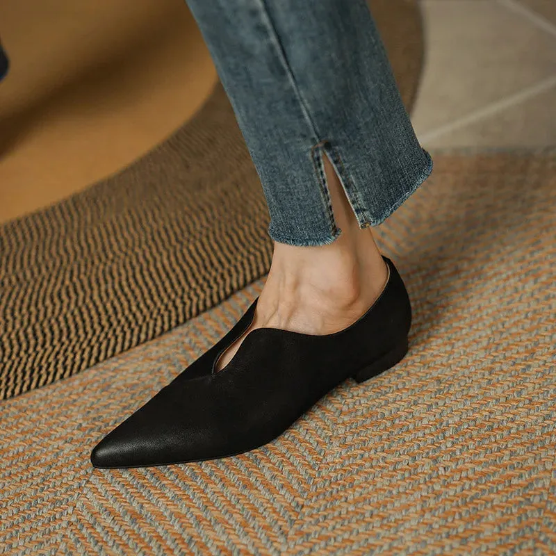 Retro Low Heel Pointed Toe Pumps