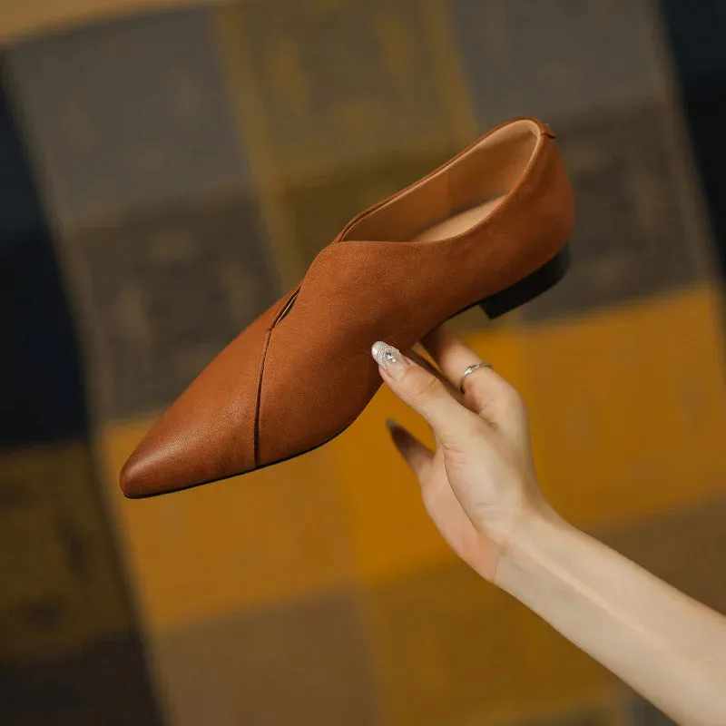 Retro Low Heel Pointed Toe Pumps