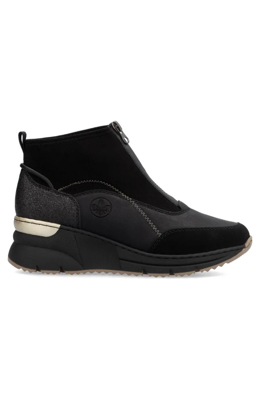 Rieker Zip Wedge Trainer in Black