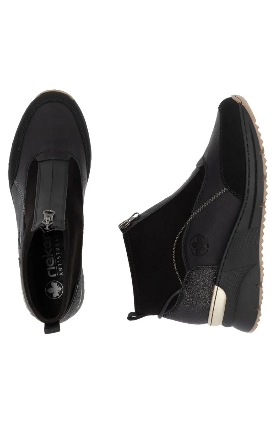 Rieker Zip Wedge Trainer in Black