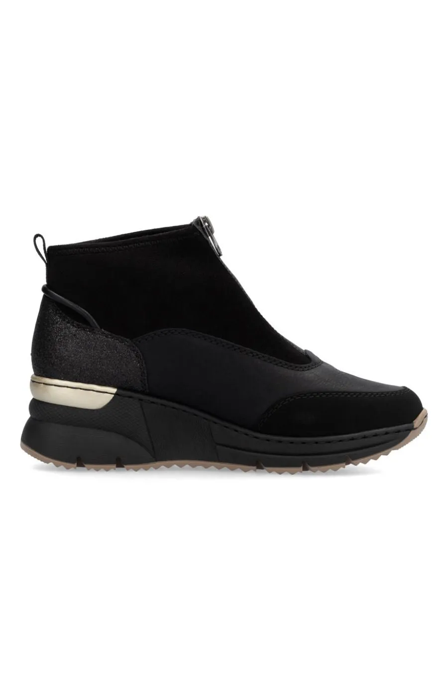 Rieker Zip Wedge Trainer in Black