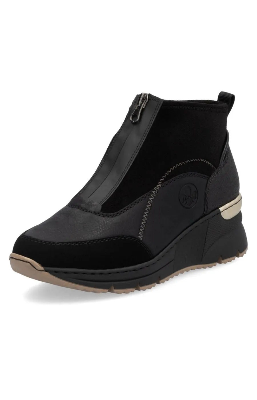 Rieker Zip Wedge Trainer in Black