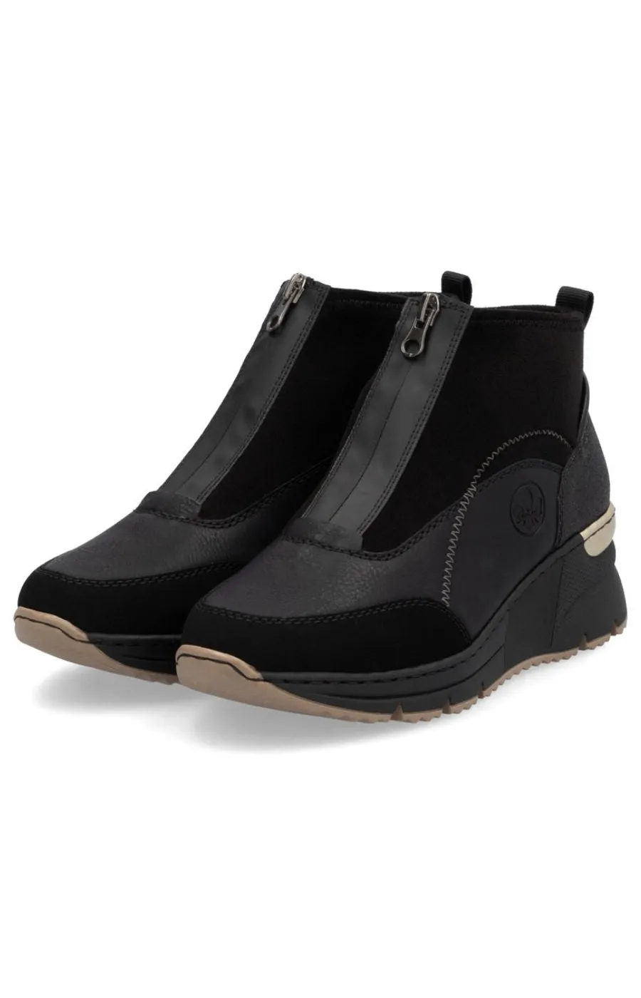 Rieker Zip Wedge Trainer in Black