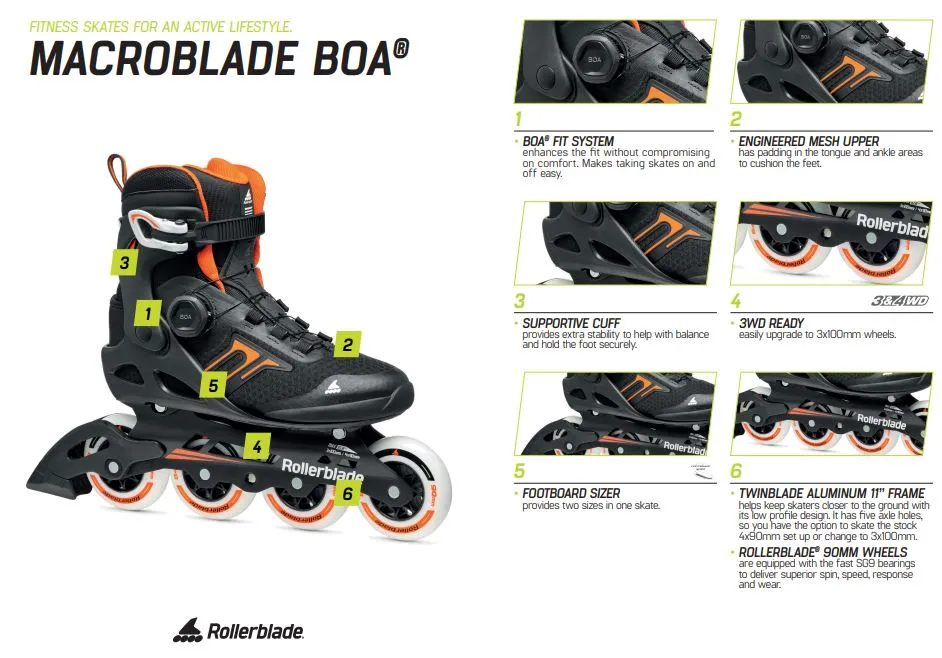 Rollerblade MACROBLADE 90 BOA - BLACK/ORANGE