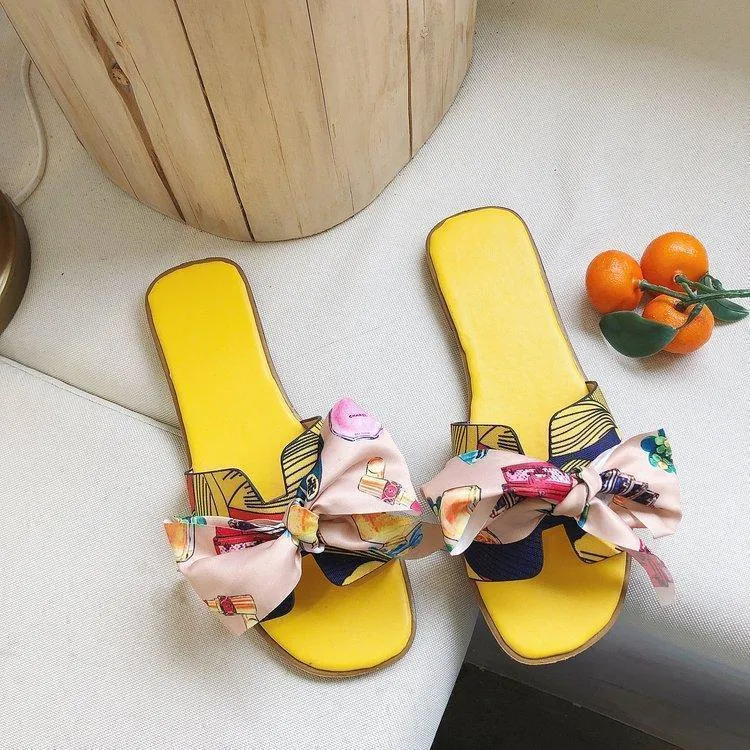 Sandals and Slippers Bow Flat H Slippers