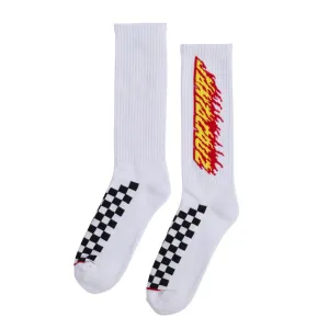 Santa Cruz Skateboards Check Ringed Flamed Dot White Mens Crew Socks 1pr