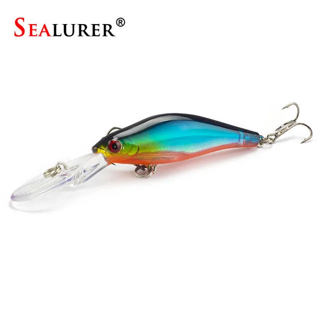 SEALURER 1Pcs  Laser  Wobblers Fishing Tackle 3D Eyes Sinking Minnow Fishing Lure Crankbait 6# hook