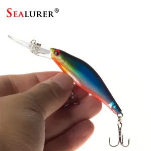 SEALURER 1Pcs  Laser  Wobblers Fishing Tackle 3D Eyes Sinking Minnow Fishing Lure Crankbait 6# hook