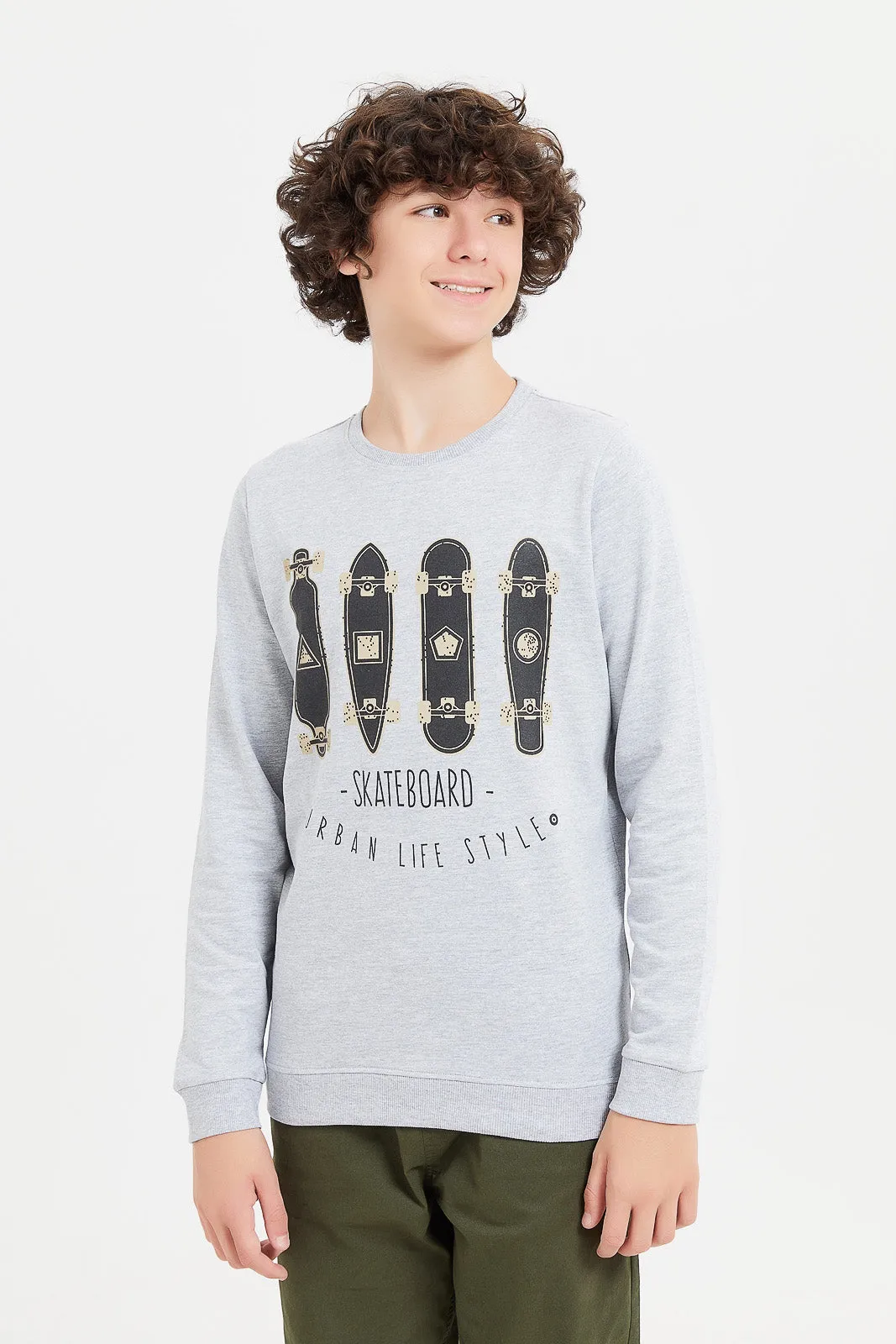 Senior Boys Grey Skate Board Sweatshirt