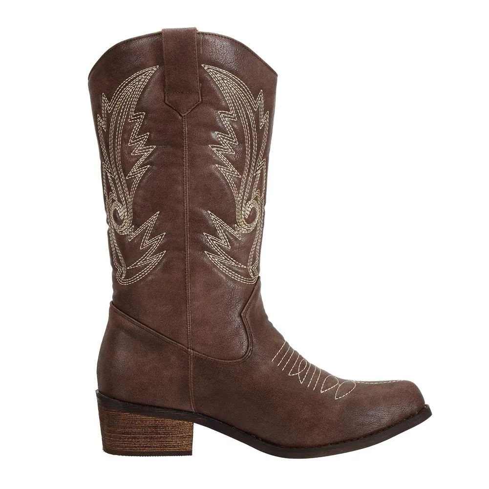 SheSole Pointed Toe Womens Cowboy Boots Brown