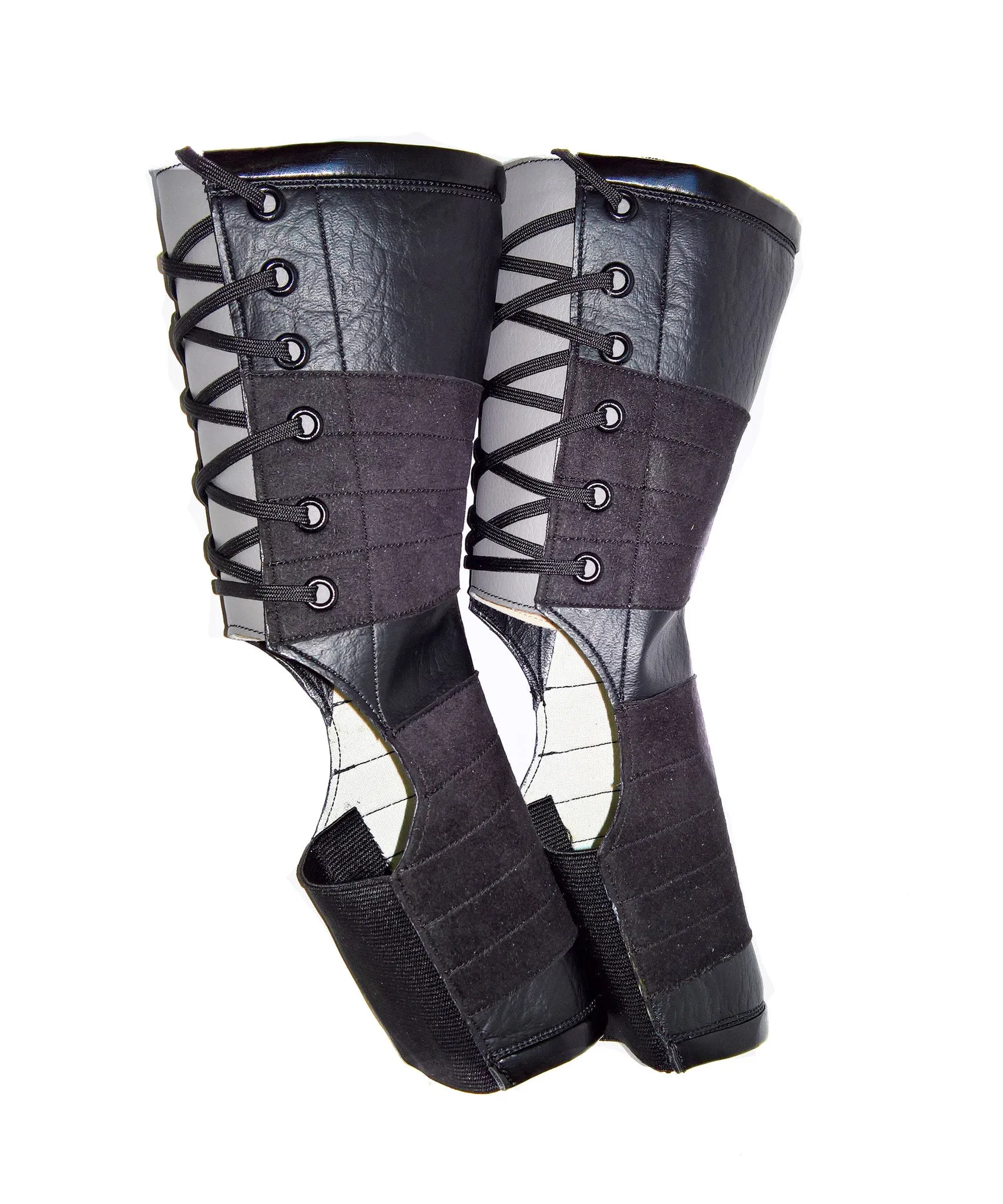 Short VEGAN Black Aerial Boots w/ GREY Back   grip panels