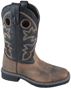 Smoky Mountain Youth Boys Stampede Brown/Black Leather Cowboy Boots