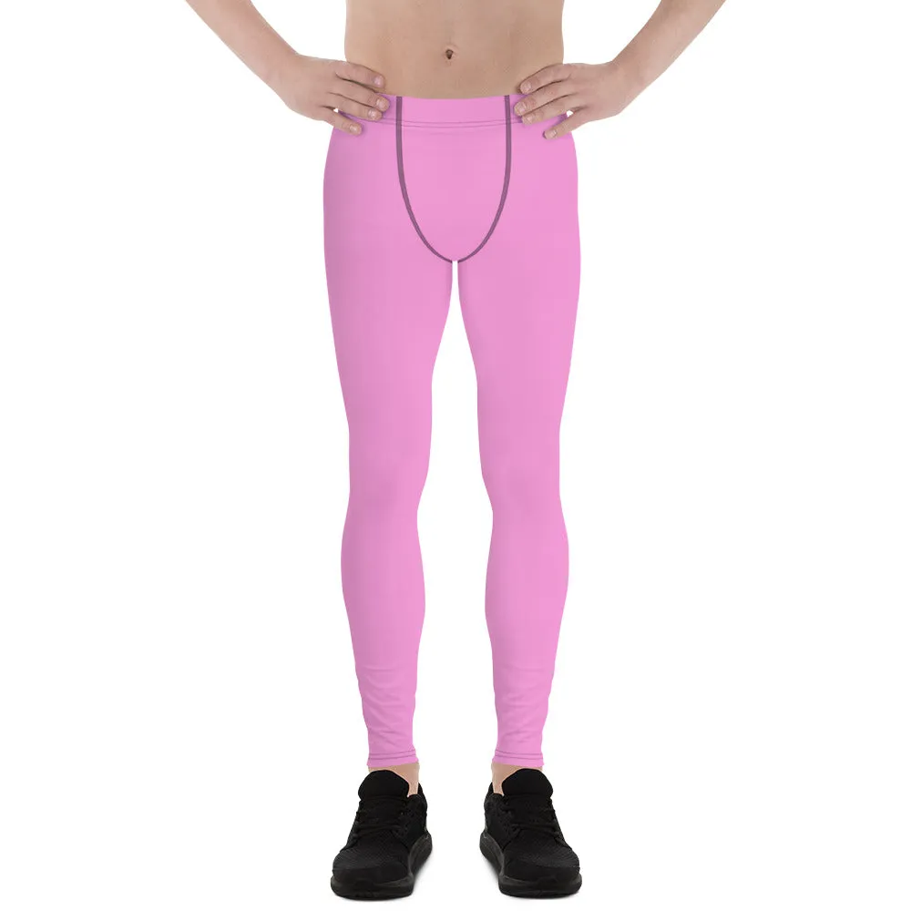 Soft Light Pink Color Meggings, Ballet Pink Color Men's Running Leggings & Run Tights- Made in USA/EU