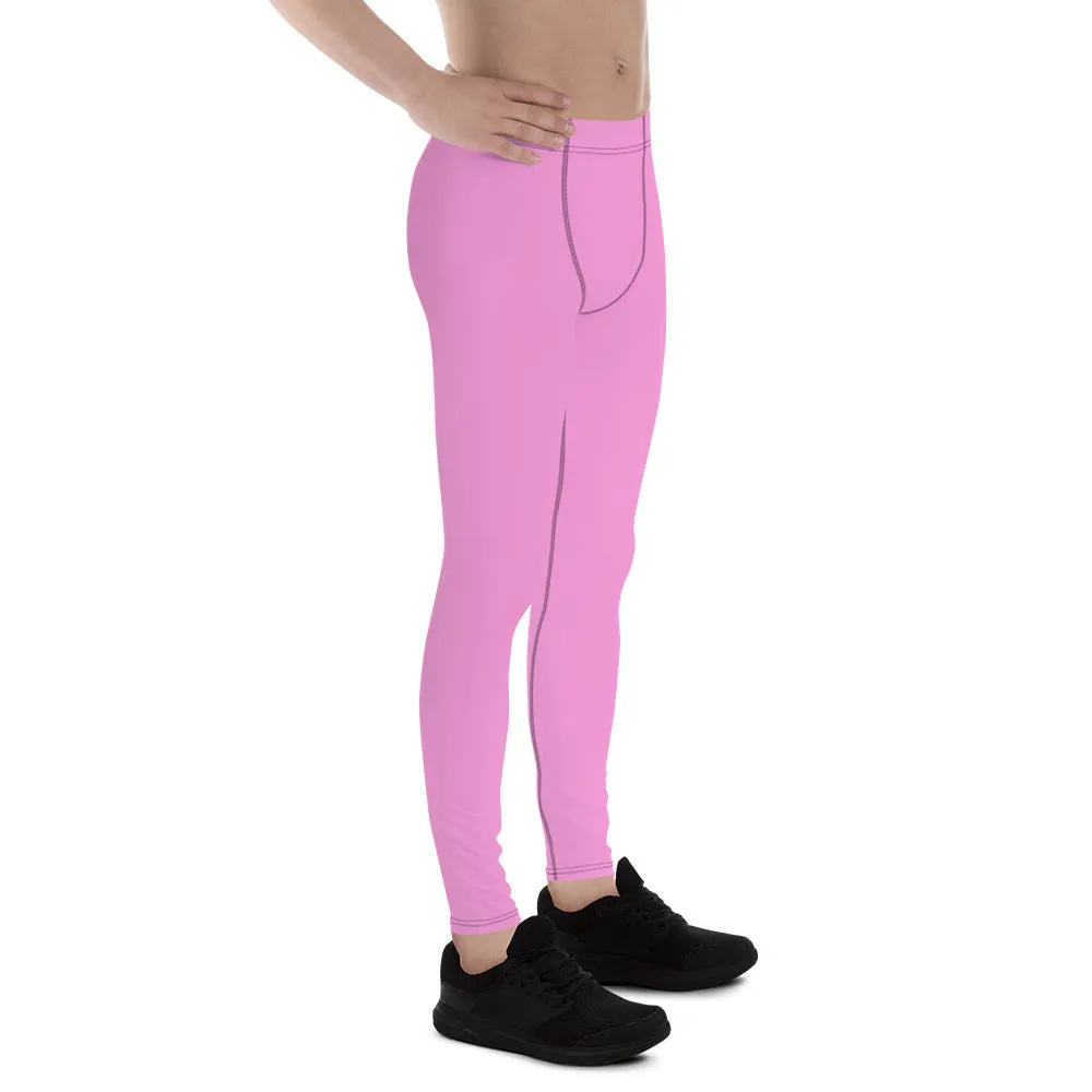 Soft Light Pink Color Meggings, Ballet Pink Color Men's Running Leggings & Run Tights- Made in USA/EU