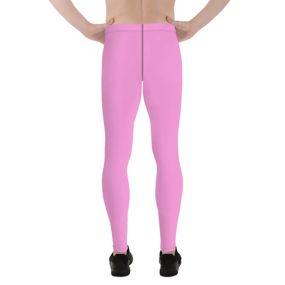 Soft Light Pink Color Meggings, Ballet Pink Color Men's Running Leggings & Run Tights- Made in USA/EU