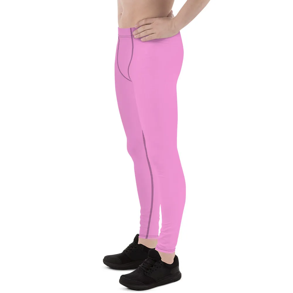 Soft Light Pink Color Meggings, Ballet Pink Color Men's Running Leggings & Run Tights- Made in USA/EU