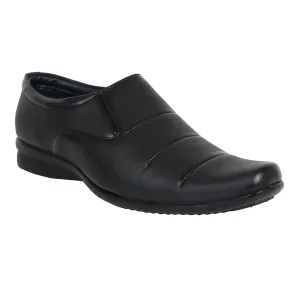 Somugi Mens Black Slip on formal Shoes (matte finish) made by Artificial Leather