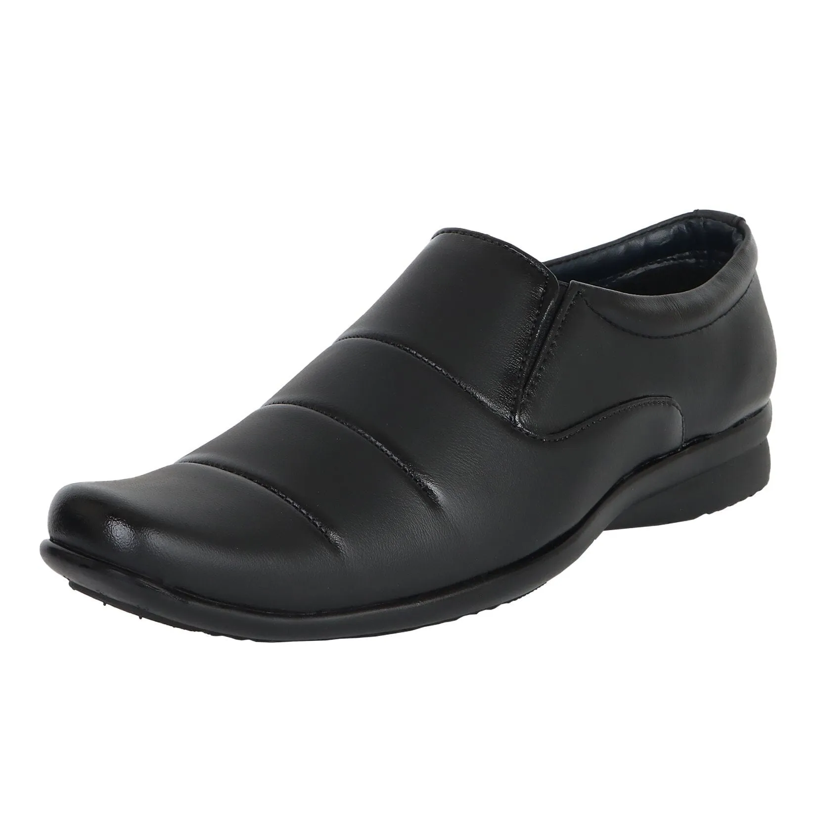 Somugi Mens Black Slip on formal Shoes (matte finish) made by Artificial Leather