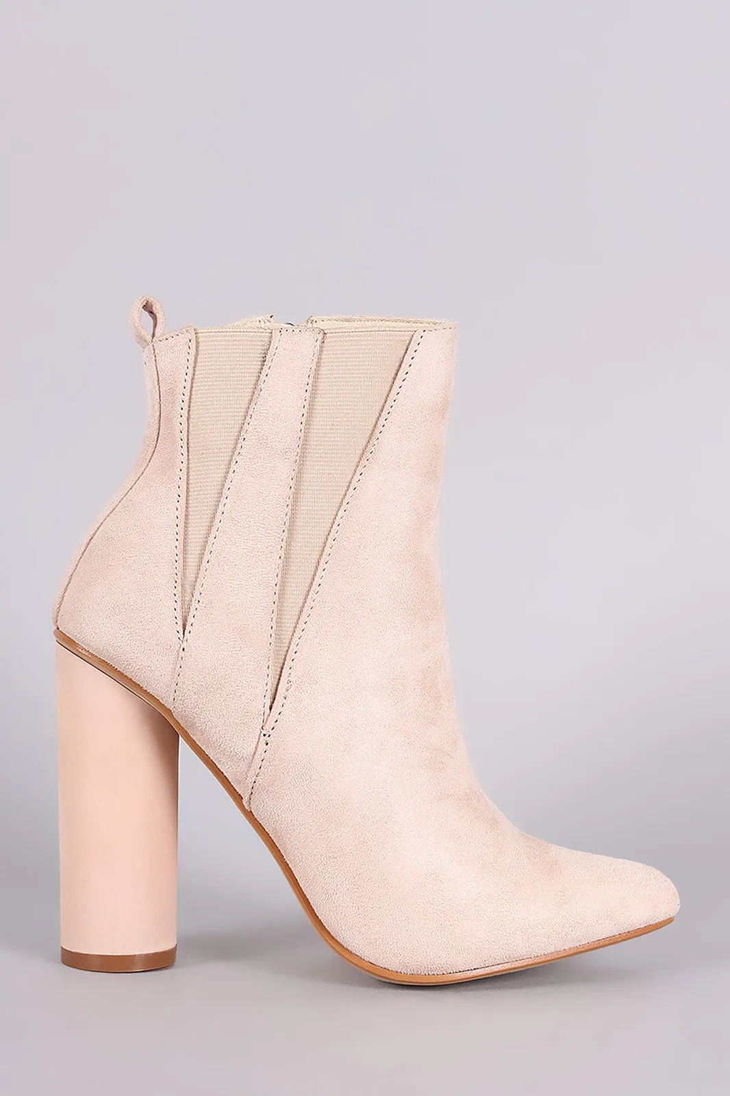 Suede Pointy Toe Round Heeled Ankle Boots