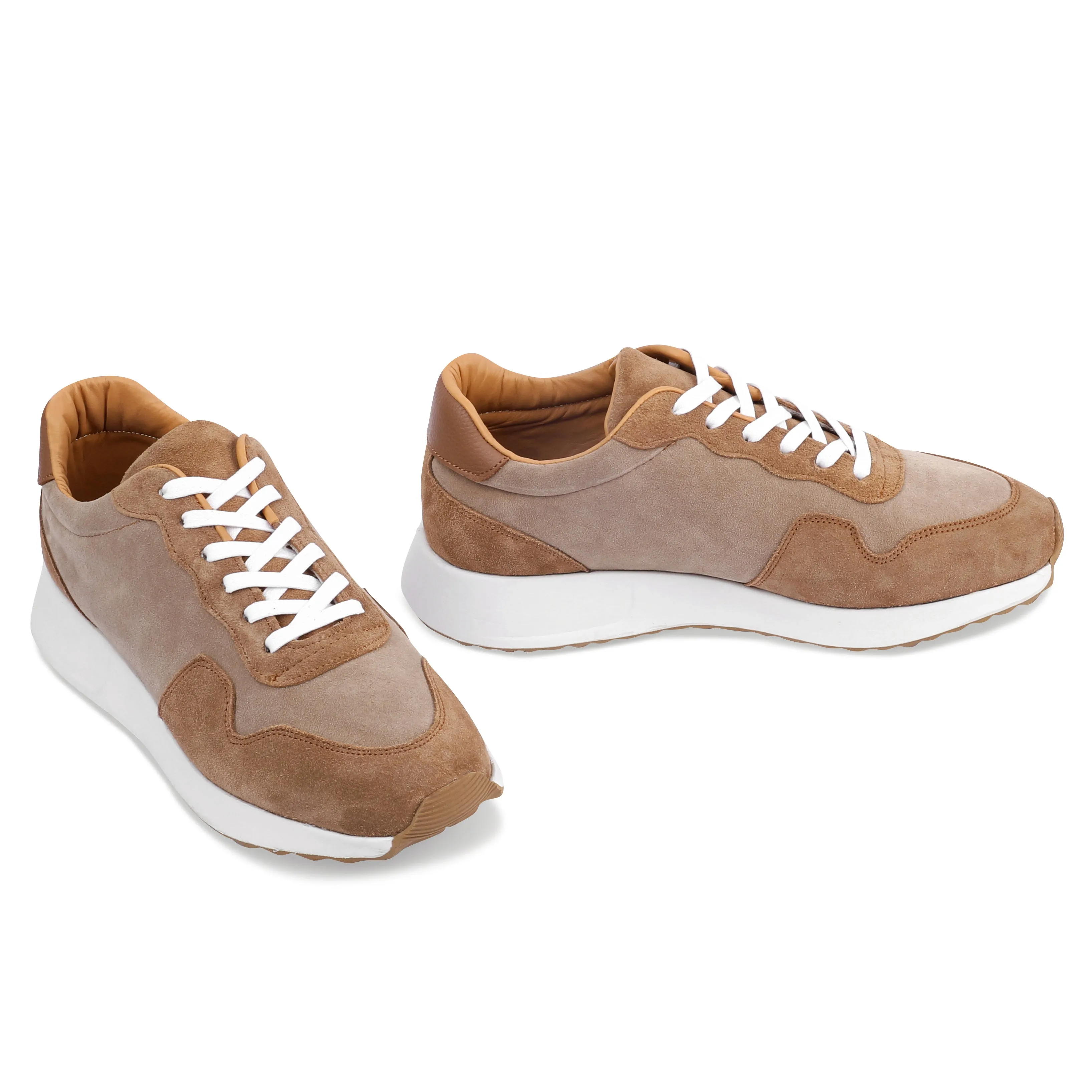 SUEDE X LEATHER EVA SOLE SNEAKERS - BEIGE