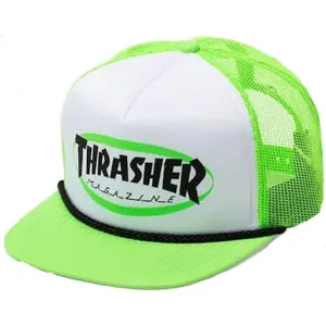 Thrasher Skateboard Magazine Ellipse Logo Trucker Rope Neon Green Hat