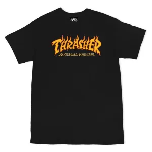 Thrasher Skateboard Magazine Fire Logo Black T-Shirts