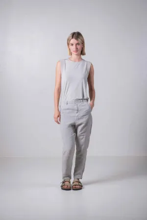 Transit Par Such Tapered Linen Pant in Light Grey