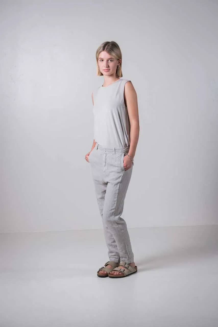 Transit Par Such Tapered Linen Pant in Light Grey