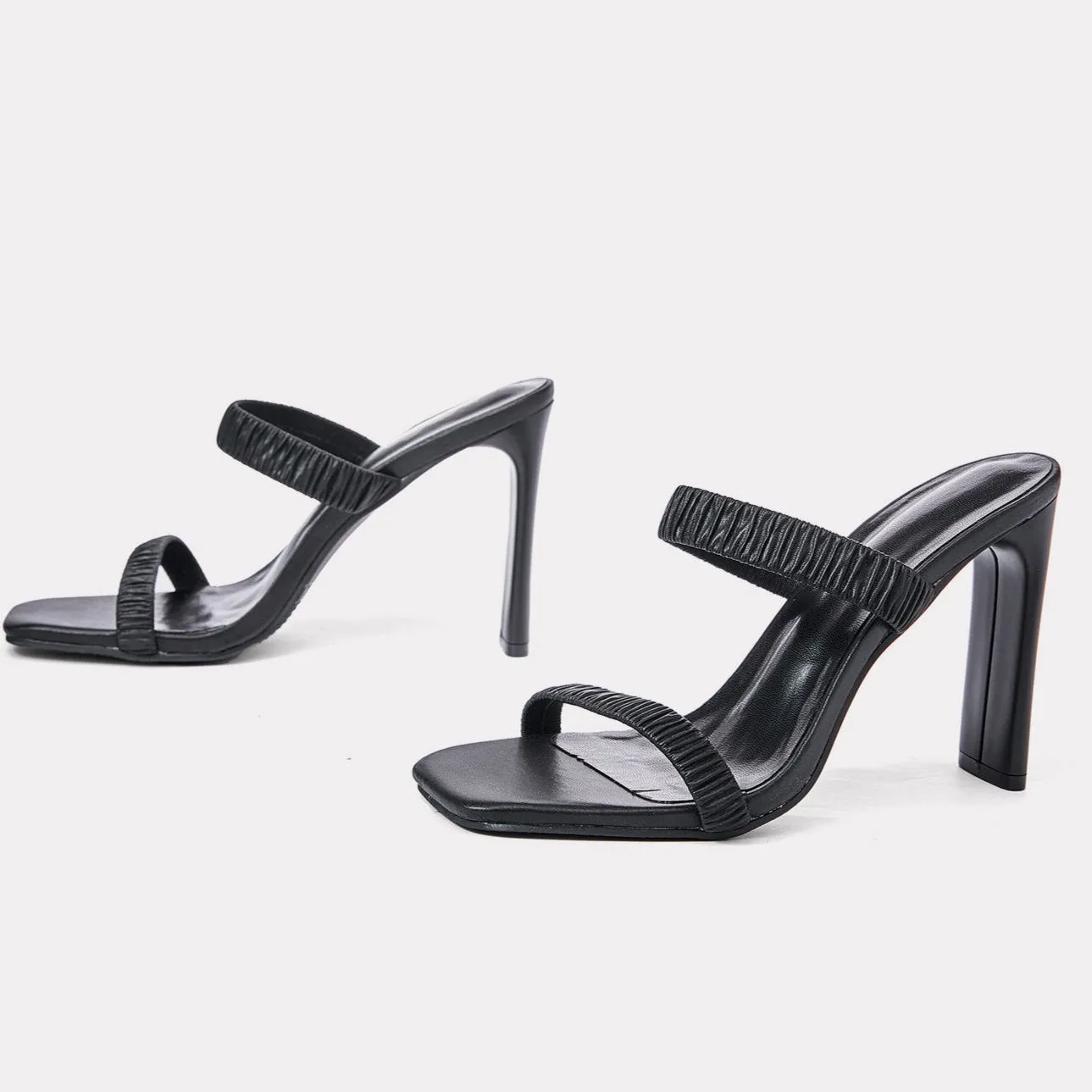 Two Ruched High-heeled Sandals