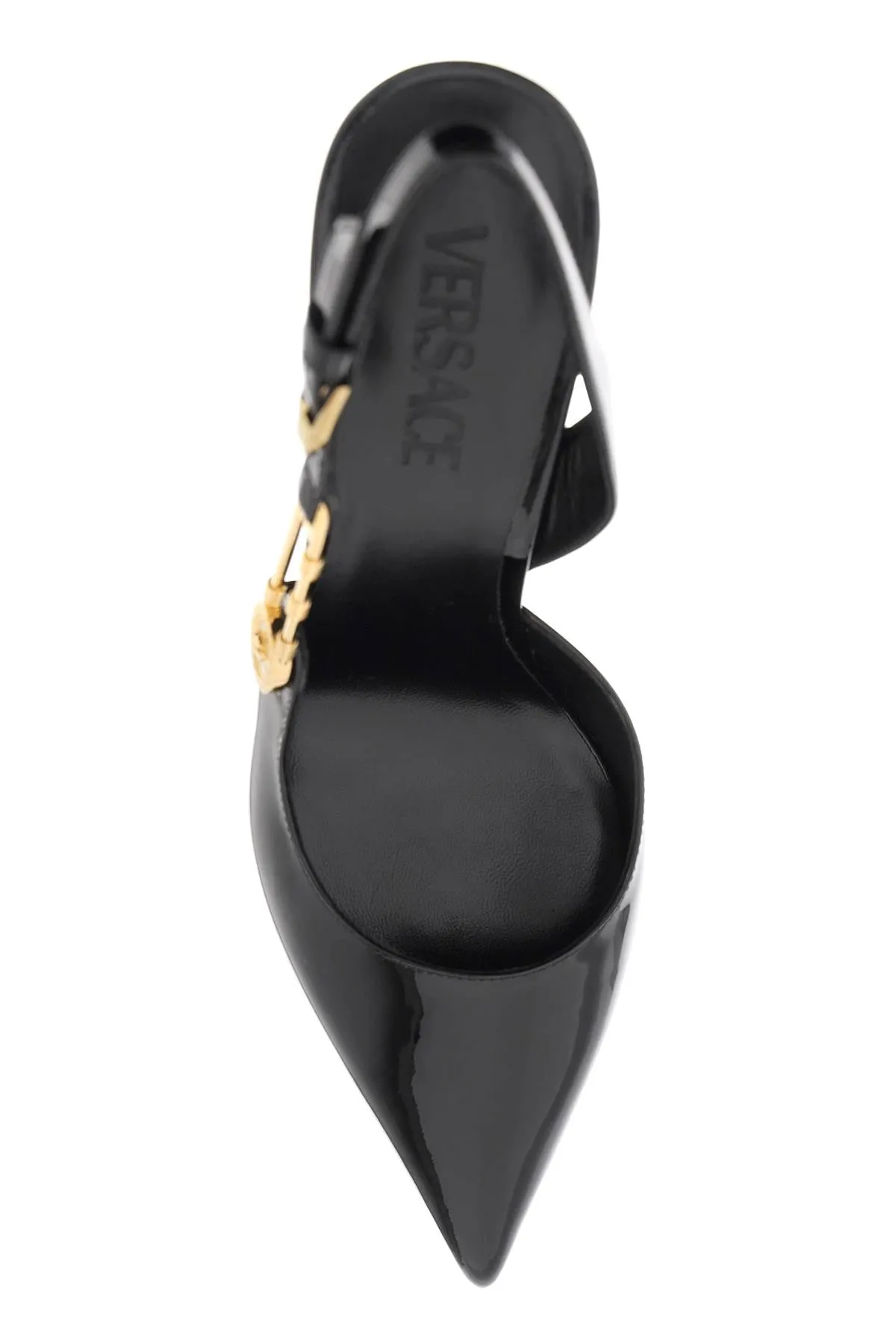 Versace 'safety pin' slingback pumps