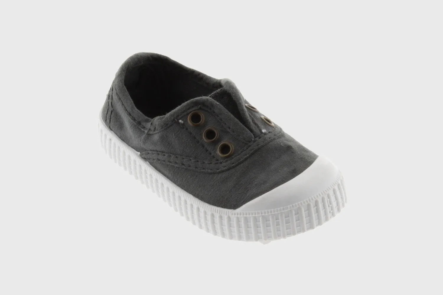 Victoria Kids 1915 English Washed Canvas Toecap Shoe & No Laces- Plomo / Lead - Select Size