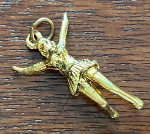 Vintage Gold Tone Cheerleader Charm