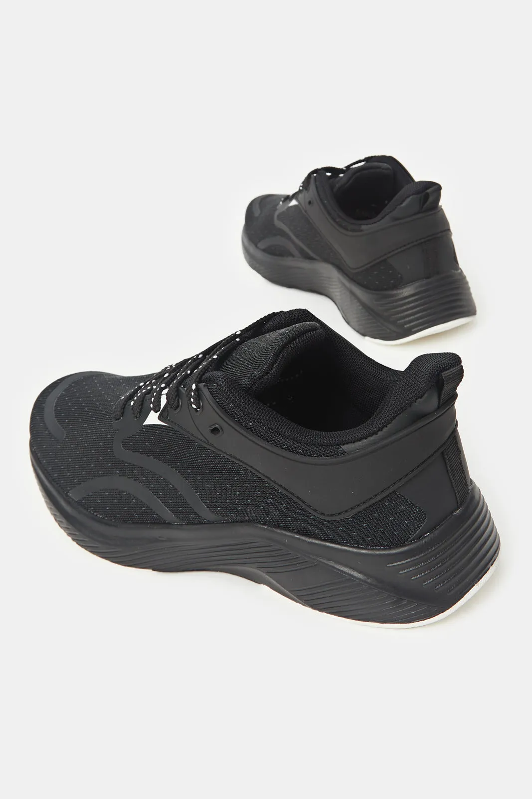 Women Black Textured Trainers