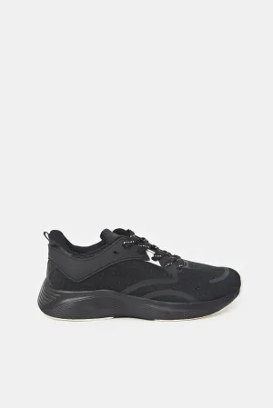 Women Black Textured Trainers