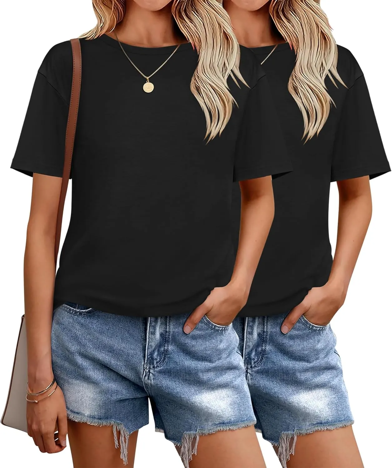 Zeagoo 2 Pack Women Tshirts Short Sleeve Crew Neck Tops