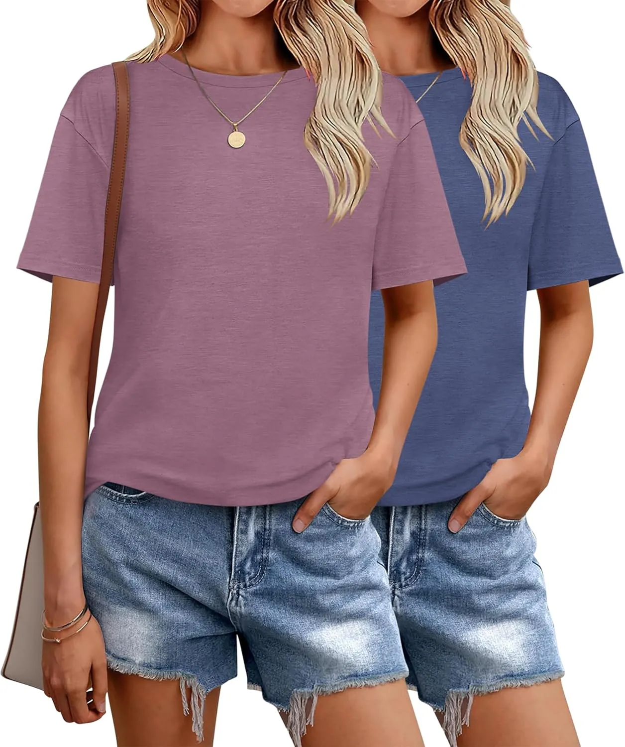 Zeagoo 2 Pack Women Tshirts Short Sleeve Crew Neck Tops